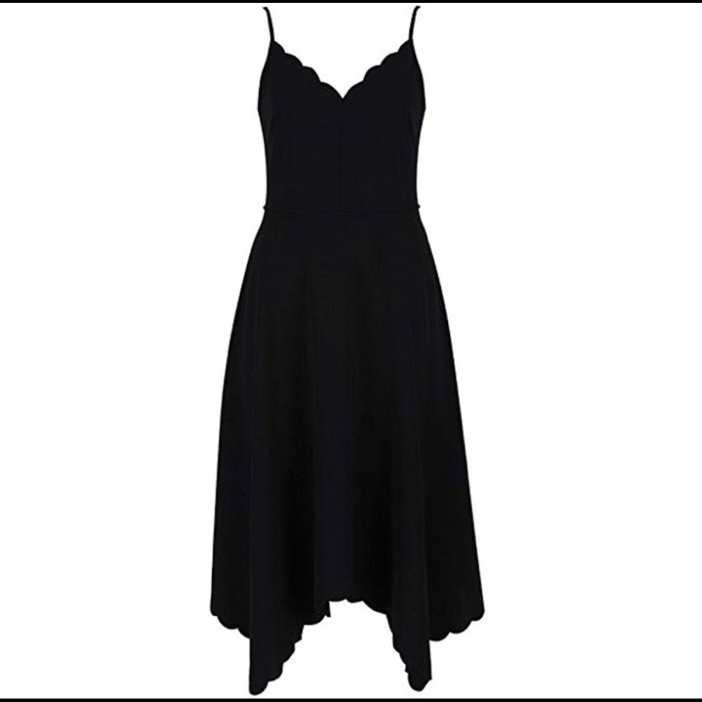 Ted Baker black scallop asymmetric dress